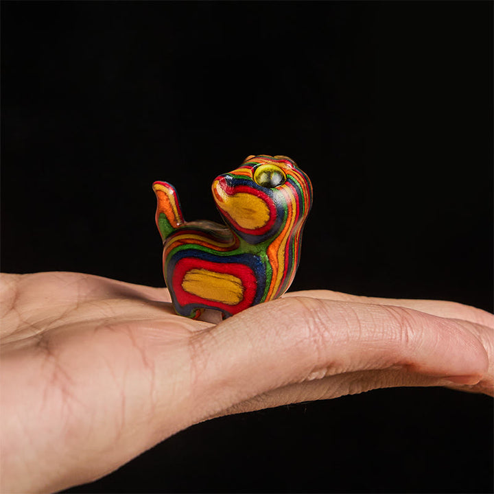 かわいい子猫のレインボーユーカリ彫刻のBuddha Stonesのストレス軽減装飾 - image 11