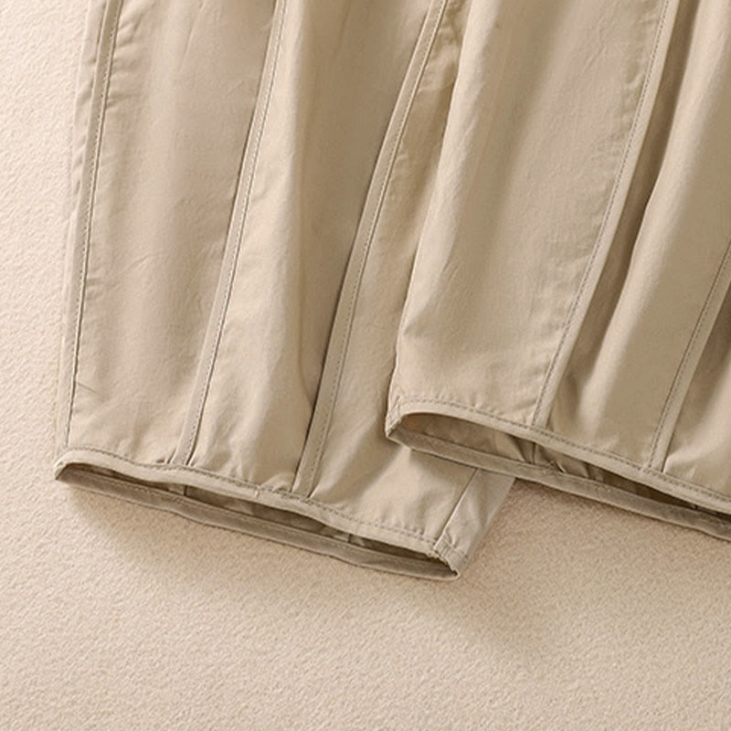 Buddha Stones 夏用シンプル無地ハイウエストプリーツレディースハーレムパンツ（ポケット付き） - image 18