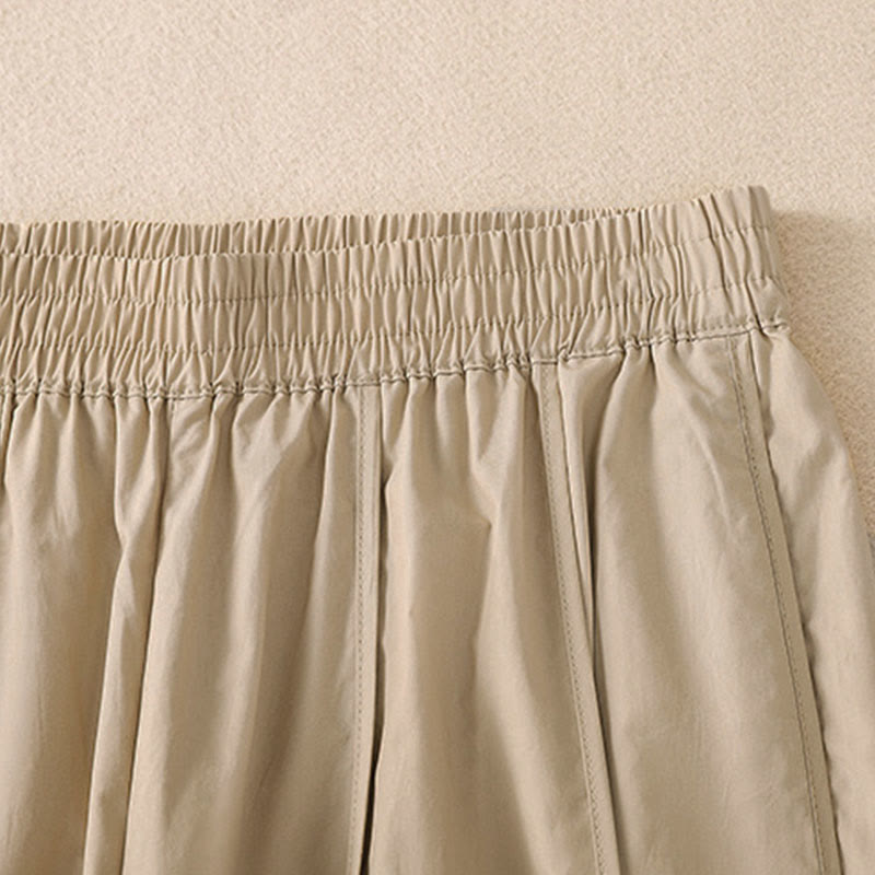 Buddha Stones 夏用シンプル無地ハイウエストプリーツレディースハーレムパンツ（ポケット付き） - image 13