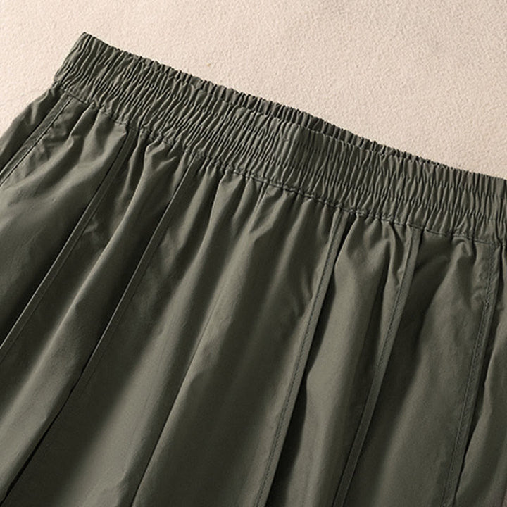 Buddha Stones 夏用シンプル無地ハイウエストプリーツレディースハーレムパンツ（ポケット付き） - image 4