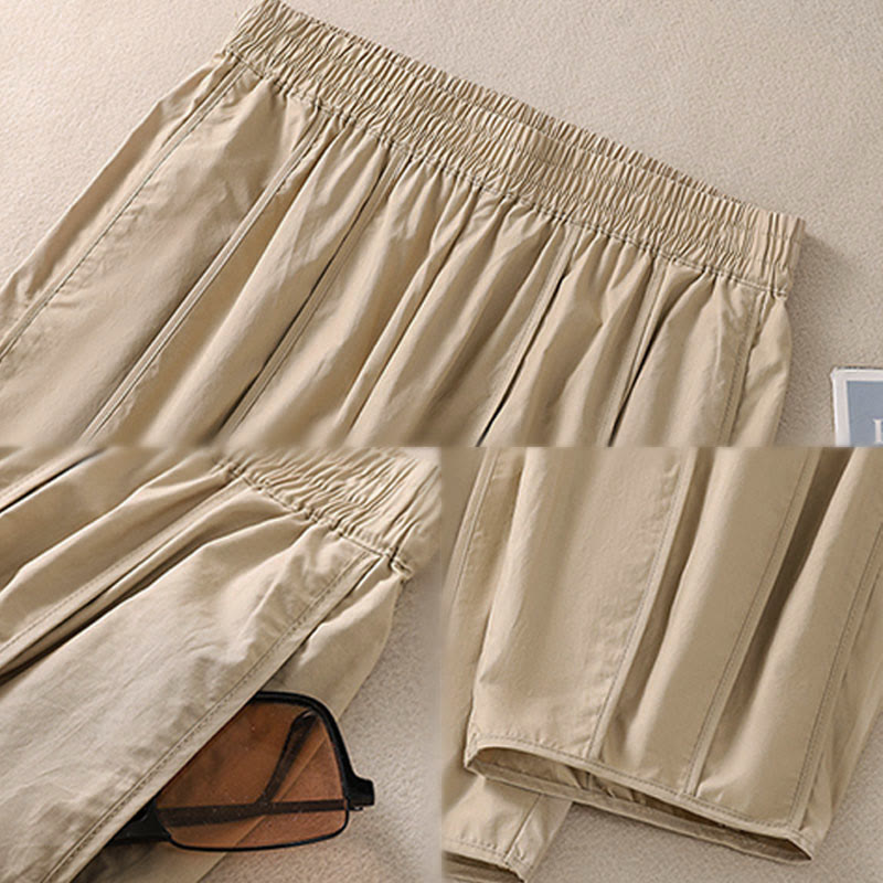 Buddha Stones 夏用シンプル無地ハイウエストプリーツレディースハーレムパンツ（ポケット付き） - image 20