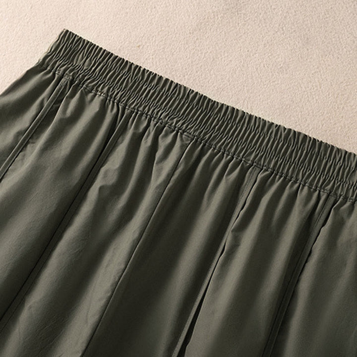 Buddha Stones 夏用シンプル無地ハイウエストプリーツレディースハーレムパンツ（ポケット付き） - image 3