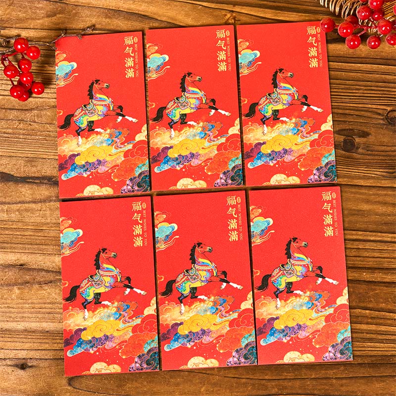 Buddha Stones午年 2026 新年の祝福 6個入り 中国製 赤い封筒 - 祝福に満ちた赤い封筒 - image 1
