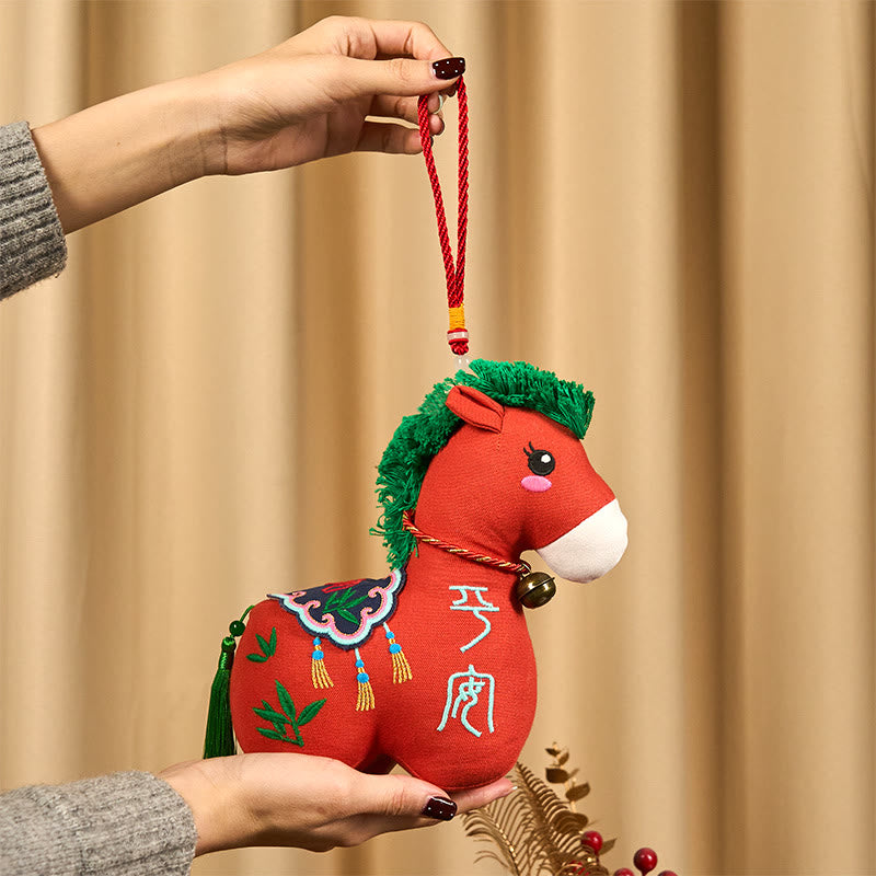 Buddha Stones午年 銅製赤紐福文字 刺繍豊かさ家の装飾 - image 1