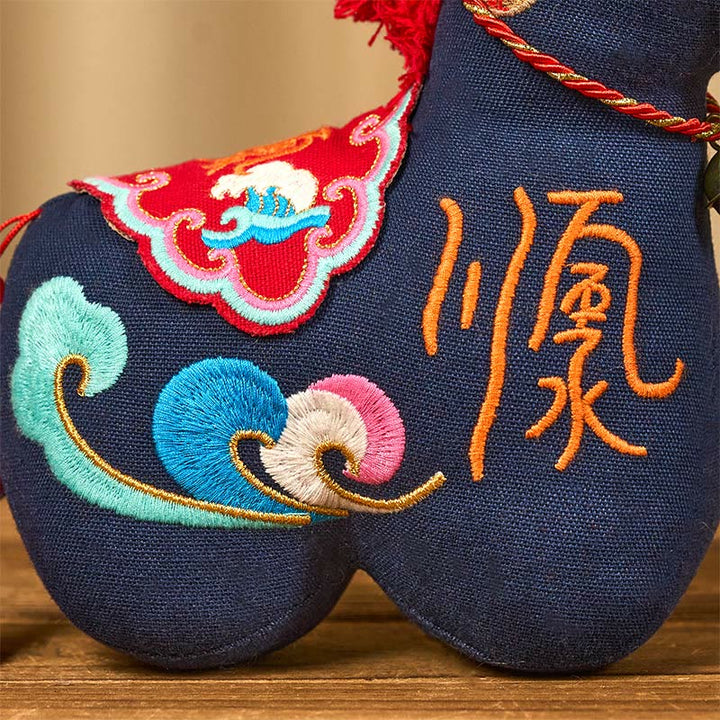 Buddha Stones午年 銅製赤紐福文字 刺繍豊かさ家の装飾 - image 24