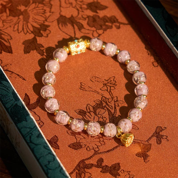 Buddha Stones紫琉璃ガラス幸運ブレスレット - image 2