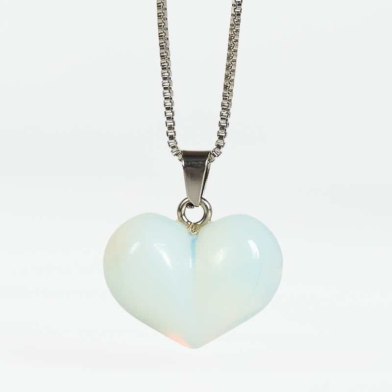 Buddha Stonesハートデザインアメジストトパーズピンククリスタルオパールタイガーアイホワイトクリスタルレッドジャスパーアマゾナイトグリーンアベンチュリンブラックオブシディアンシトリンバランスネックレスペンダント - オパール - image 16