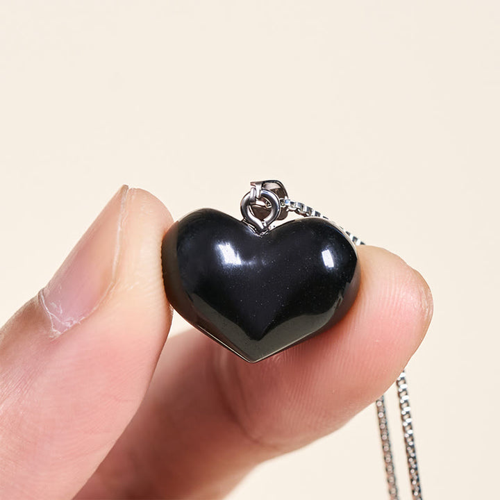 Buddha Stonesハートデザインアメジストトパーズピンククリスタルオパールタイガーアイホワイトクリスタルレッドジャスパーアマゾナイトグリーンアベンチュリンブラックオブシディアンシトリンバランスネックレスペンダント - image 41