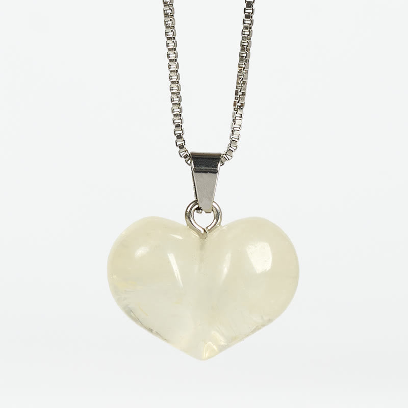 Buddha Stonesハートデザインアメジストトパーズピンククリスタルオパールタイガーアイホワイトクリスタルレッドジャスパーアマゾナイトグリーンアベンチュリンブラックオブシディアンシトリンバランスネックレスペンダント - シトリン - image 44