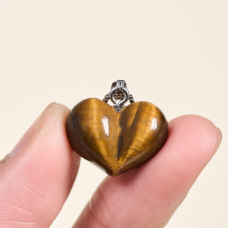 Buddha Stonesハートデザインアメジストトパーズピンククリスタルオパールタイガーアイホワイトクリスタルレッドジャスパーアマゾナイトグリーンアベンチュリンブラックオブシディアンシトリンバランスネックレスペンダント - image 21