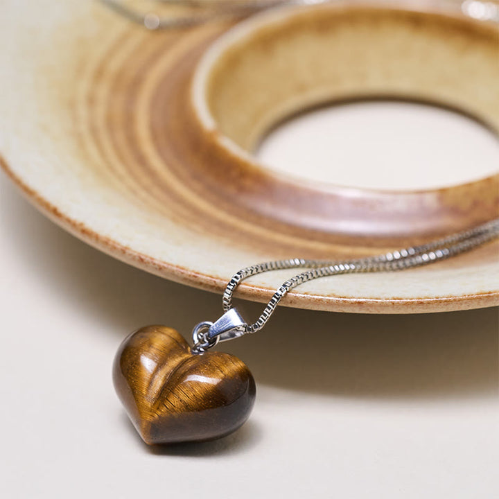 Buddha Stonesハートデザインアメジストトパーズピンククリスタルオパールタイガーアイホワイトクリスタルレッドジャスパーアマゾナイトグリーンアベンチュリンブラックオブシディアンシトリンバランスネックレスペンダント - image 22