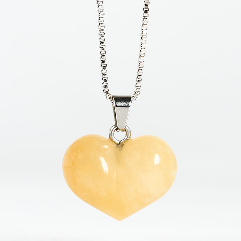 Buddha Stonesハートデザインアメジストトパーズピンククリスタルオパールタイガーアイホワイトクリスタルレッドジャスパーアマゾナイトグリーンアベンチュリンブラックオブシディアンシトリンバランスネックレスペンダント - トパーズ - image 5