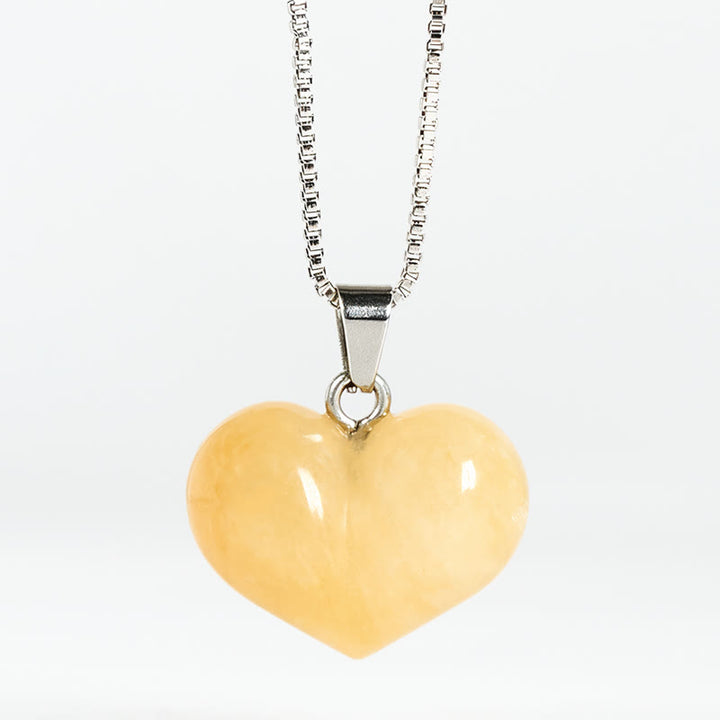 Buddha Stonesハートデザインアメジストトパーズピンククリスタルオパールタイガーアイホワイトクリスタルレッドジャスパーアマゾナイトグリーンアベンチュリンブラックオブシディアンシトリンバランスネックレスペンダント - トパーズ - image 5