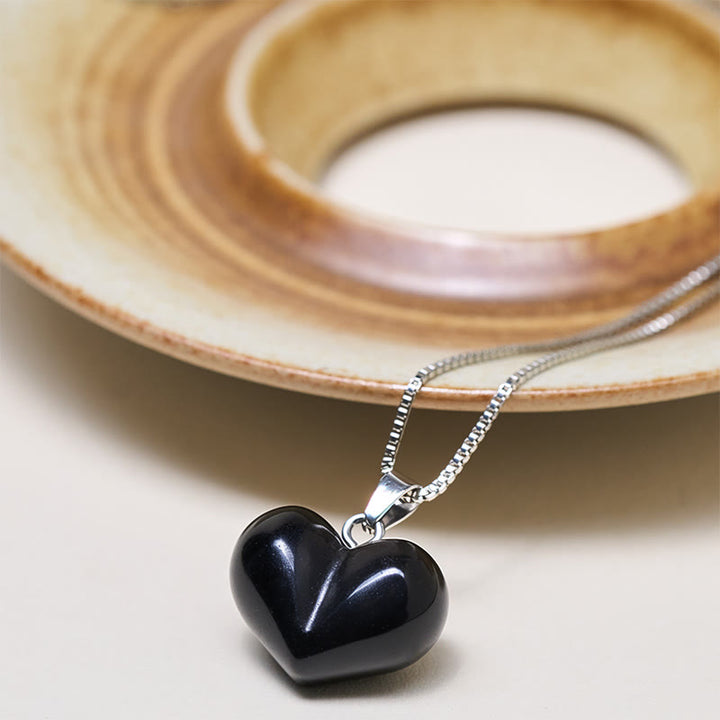 Buddha Stonesハートデザインアメジストトパーズピンククリスタルオパールタイガーアイホワイトクリスタルレッドジャスパーアマゾナイトグリーンアベンチュリンブラックオブシディアンシトリンバランスネックレスペンダント - image 42