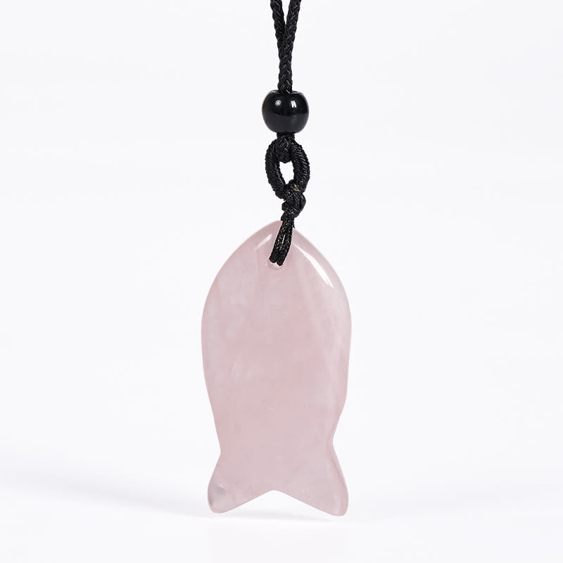 Buddha Stones鯉クリスタル インド瑪瑙 アメジスト トパーズ レッドジャスパー成就温もり ネックレス ペンダント - ピンククリスタル - image 1