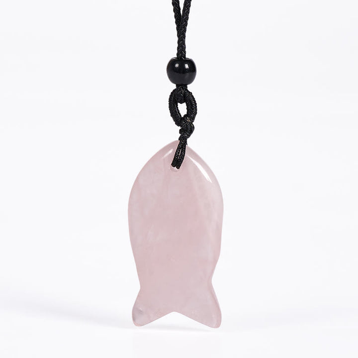 Buddha Stones鯉クリスタル インド瑪瑙 アメジスト トパーズ レッドジャスパー成就温もり ネックレス ペンダント - ピンククリスタル - image 1