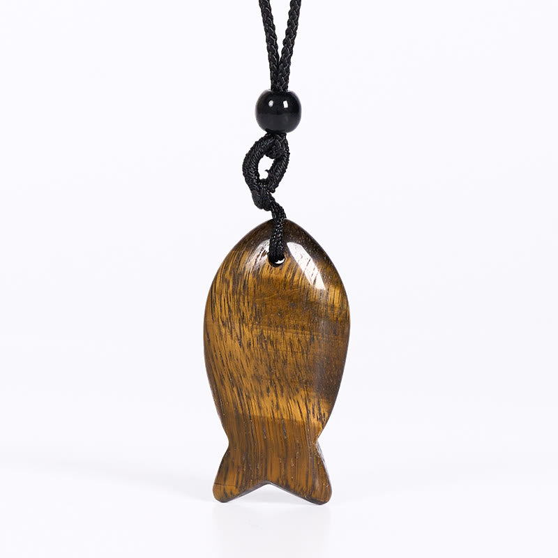 Buddha Stones鯉クリスタル インド瑪瑙 アメジスト トパーズ レッドジャスパー成就温もり ネックレス ペンダント - タイガーアイ - image 30