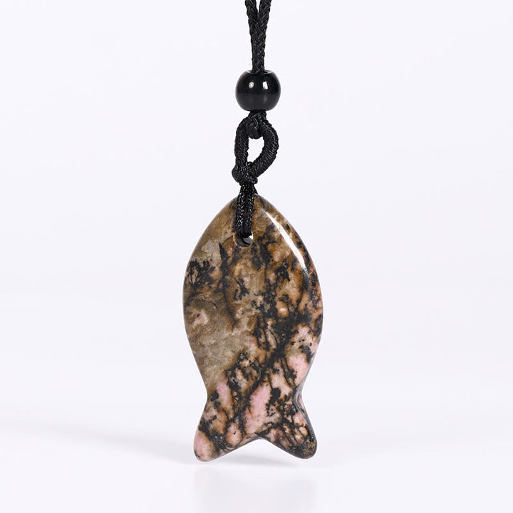 Buddha Stones鯉クリスタル インド瑪瑙 アメジスト トパーズ レッドジャスパー成就温もり ネックレス ペンダント - ロードナイト - image 26