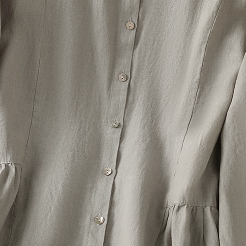 Buddha Stones 秋の通勤用パッチワーク無地デザイン長袖レディースコットンボタンシャツ - image 14