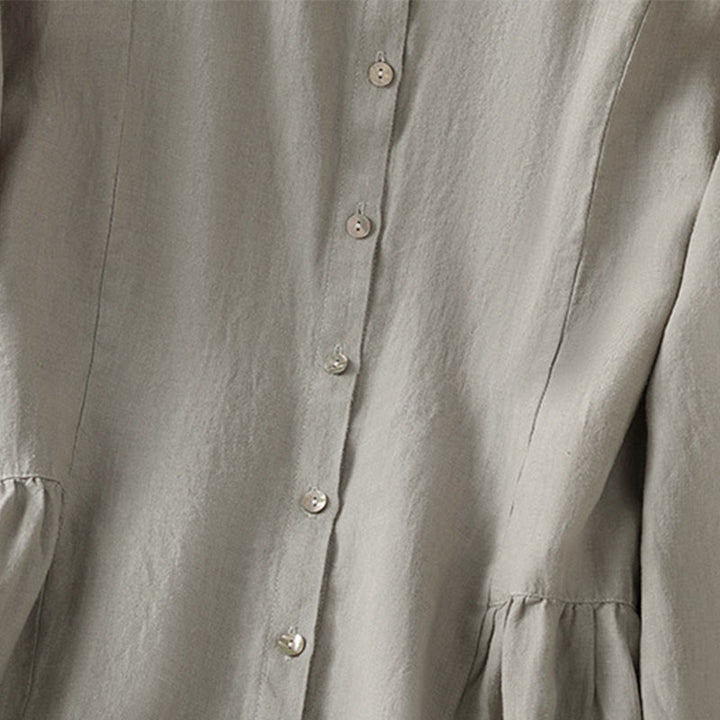 Buddha Stones 秋の通勤用パッチワーク無地デザイン長袖レディースコットンボタンシャツ - image 14