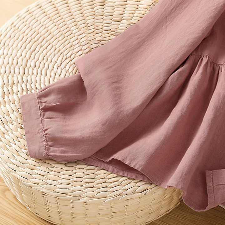 Buddha Stones 秋の通勤用パッチワーク無地デザイン長袖レディースコットンボタンシャツ - image 7