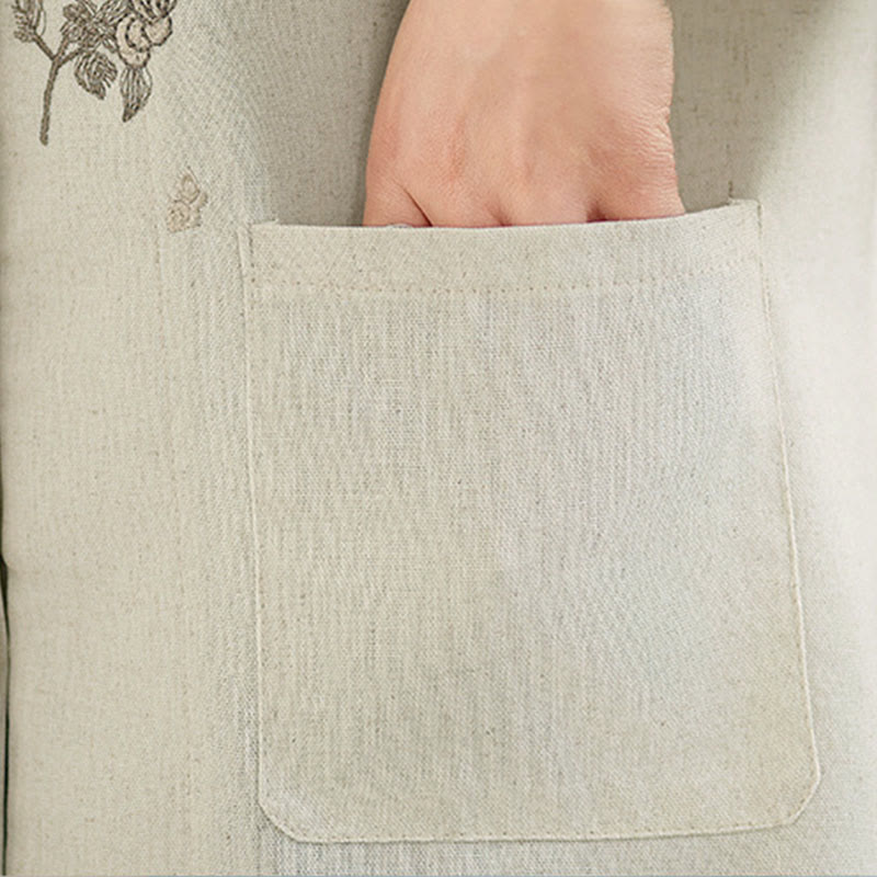 Buddha Stones 通勤用刺繍花柄七分袖レディースコットンシャツ（ポケット付き） - image 15