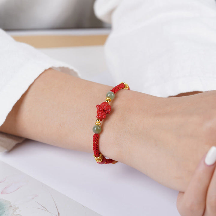 Buddha Stones 午年 辰砂 和田翡翠赤紐良縁祈願ブレスレット - image 4