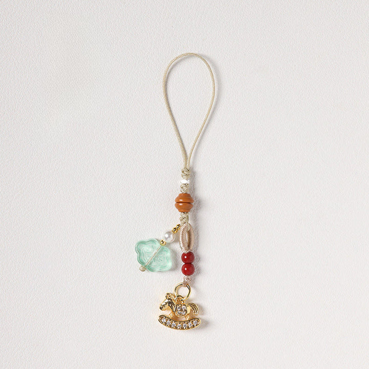 Buddha Stones 午年銅辰砂青玉髄赤瑪瑙劉麗幸運電話吊り飾り - ジルコンロッキングホース - image 11