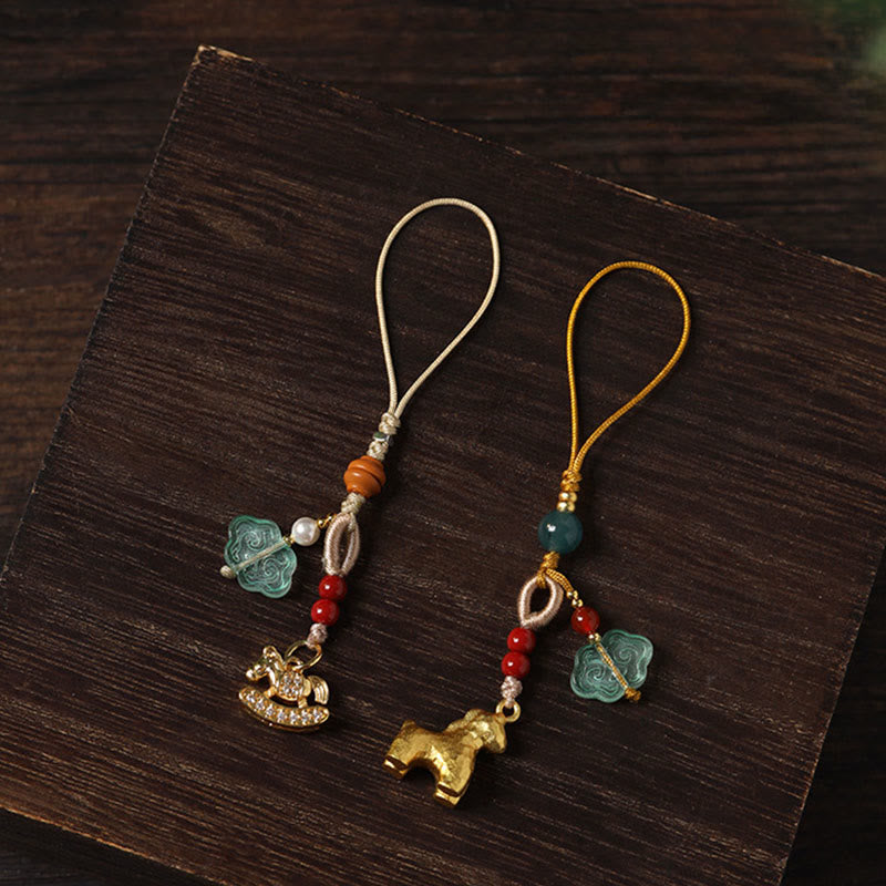 Buddha Stones 午年銅辰砂青玉髄赤瑪瑙劉麗幸運電話吊り飾り - image 18