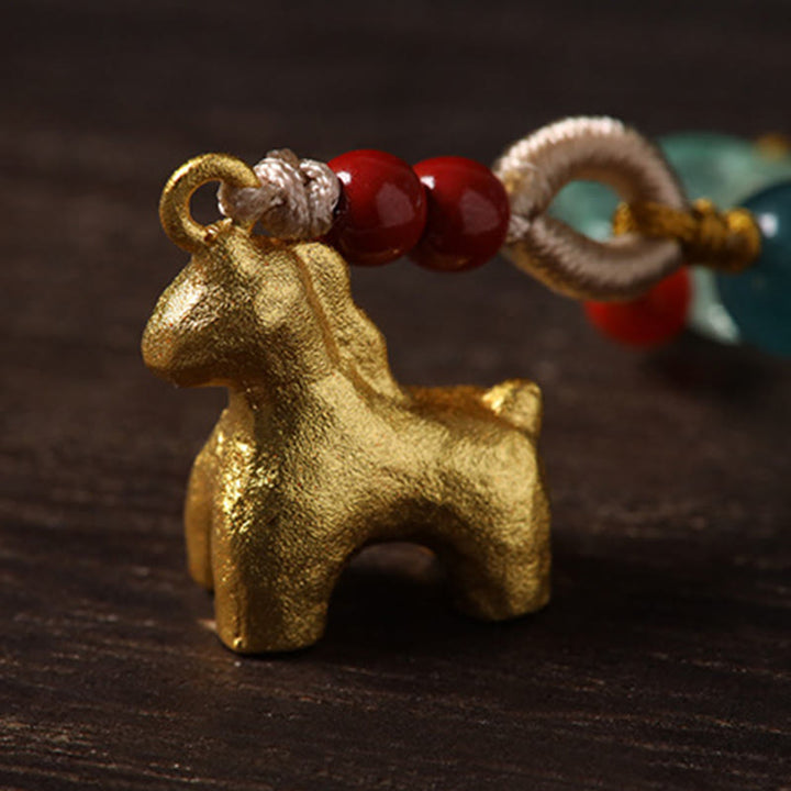 Buddha Stones 午年銅辰砂青玉髄赤瑪瑙劉麗幸運電話吊り飾り - image 8