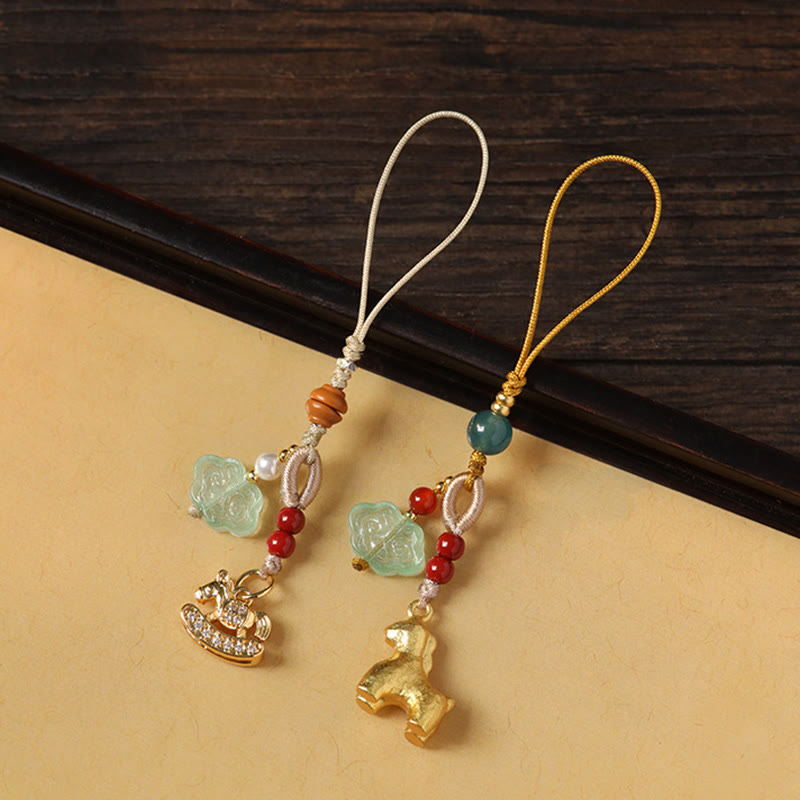 Buddha Stones 午年銅辰砂青玉髄赤瑪瑙劉麗幸運電話吊り飾り - image 17