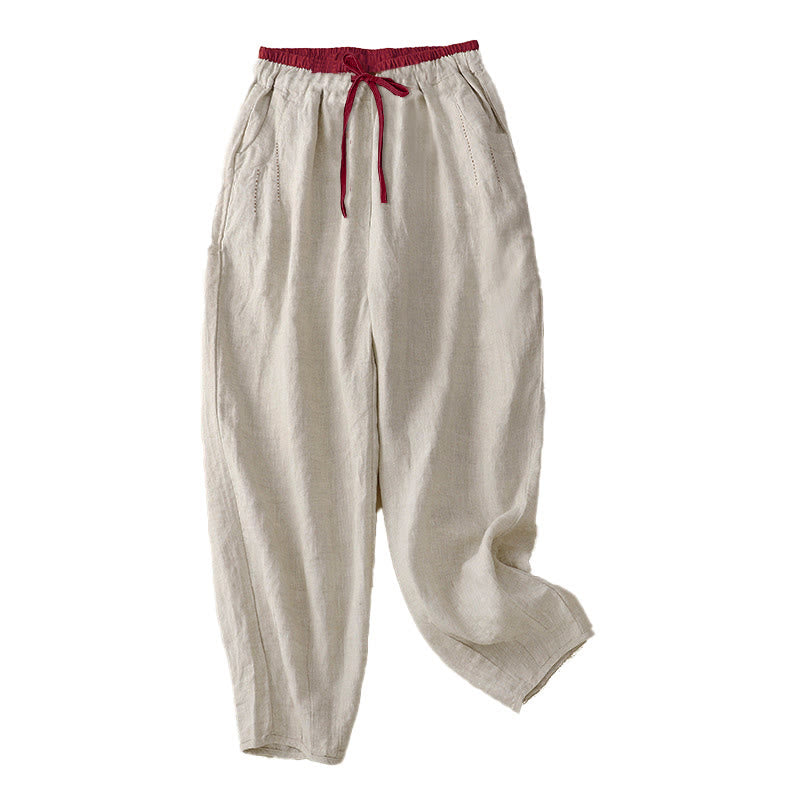 Buddha Stones 通勤用カラーブロッキングデザインレディースハーレム7-8丈パンツ（ポケット付き） - image 8