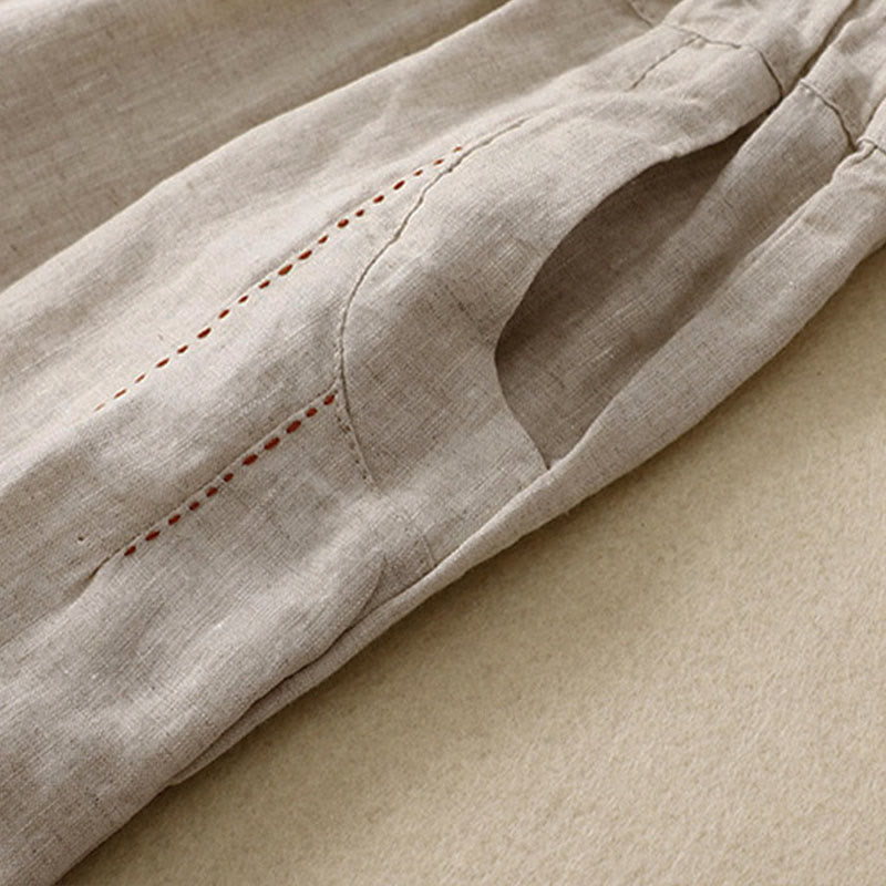 Buddha Stones 通勤用カラーブロッキングデザインレディースハーレム7-8丈パンツ（ポケット付き） - image 3