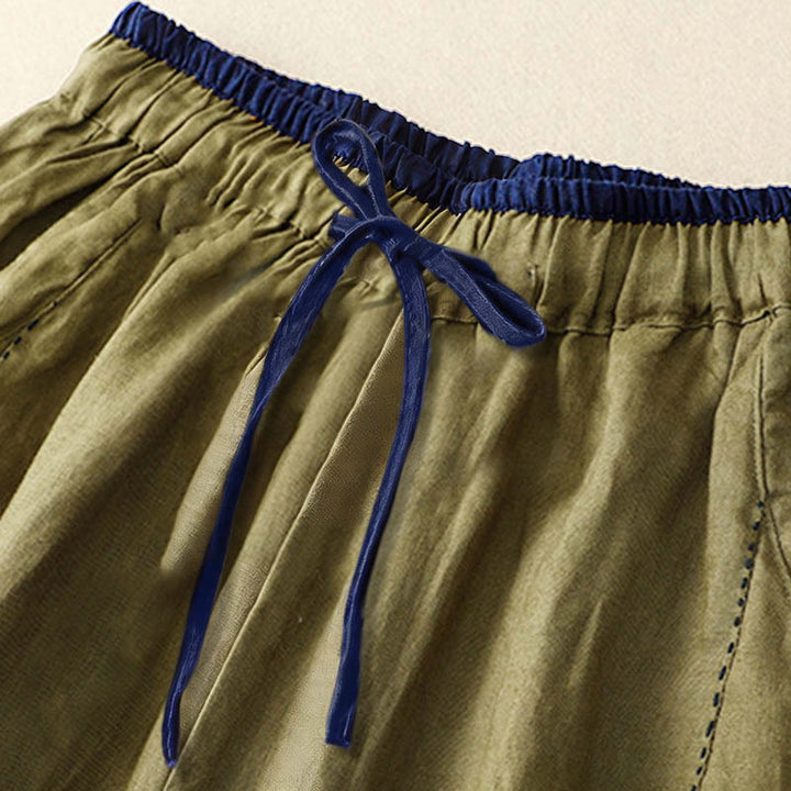 Buddha Stones 通勤用カラーブロッキングデザインレディースハーレム7-8丈パンツ（ポケット付き） - image 10