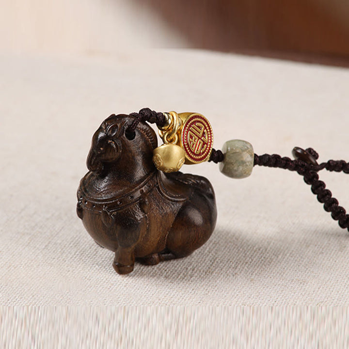 Buddha Stones 午年福文字小葉紫檀各種白檀バランスキーホルダー - image 13