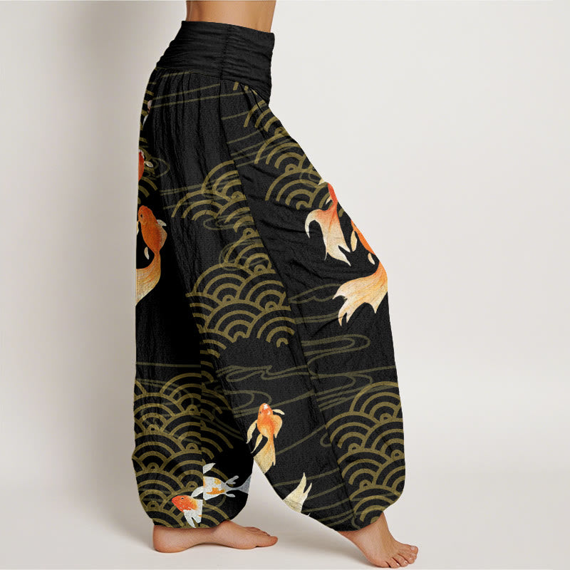 Buddha Stones純綿 赤鯉鯉波 レディース 伸縮性ウエスト ハーレムパンツ - image 10