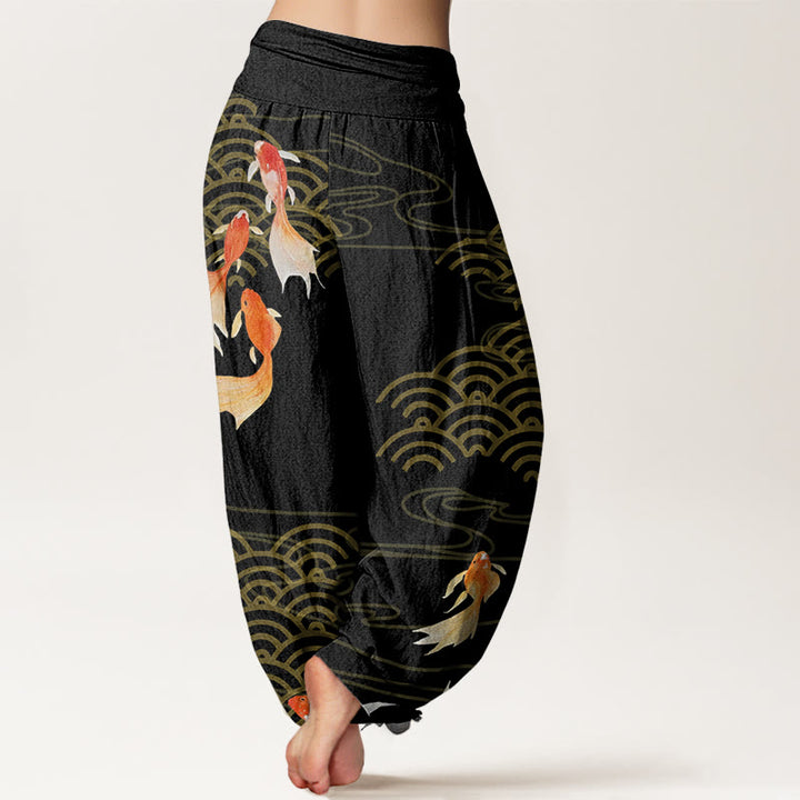 Buddha Stones純綿 赤鯉鯉波 レディース 伸縮性ウエスト ハーレムパンツ - image 9