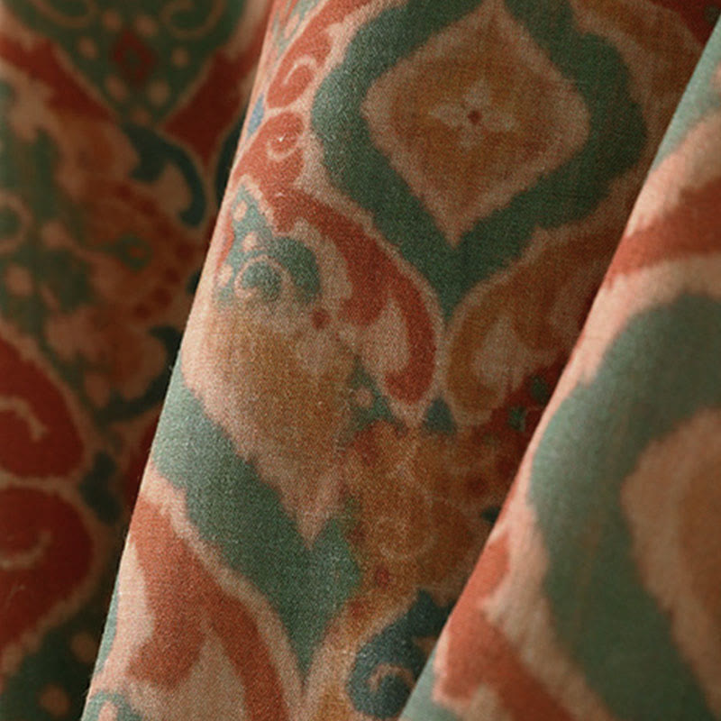 Buddha Stones プリント中国風カエルボタン長袖スタンドカラーレディースシャツポケット付き - image 6