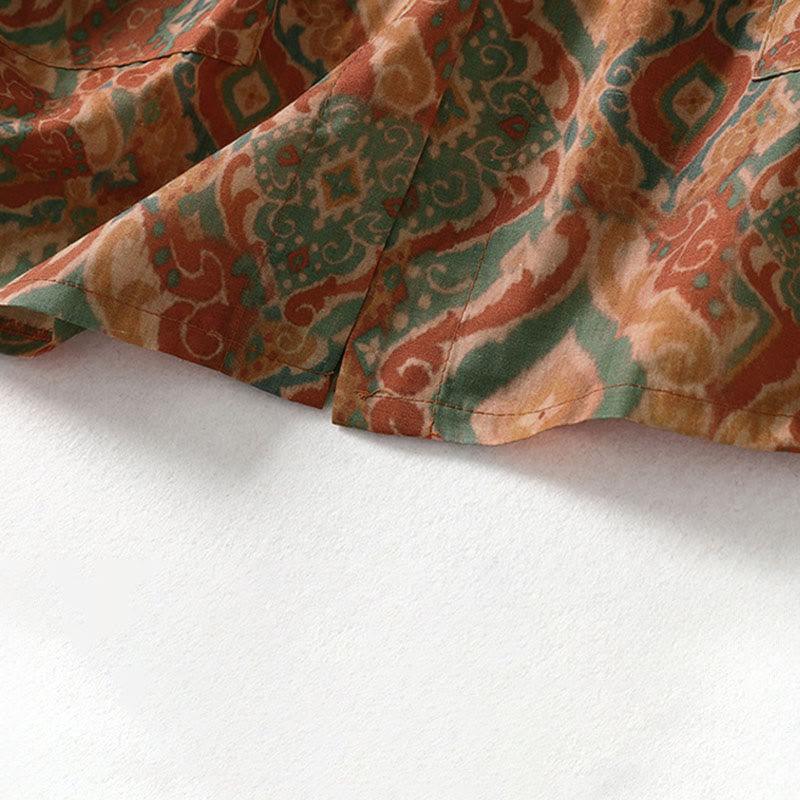 Buddha Stones プリント中国風カエルボタン長袖スタンドカラーレディースシャツポケット付き - image 9