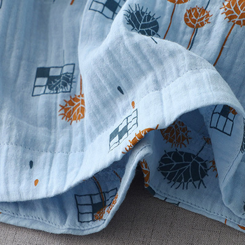 Buddha Stones プリントハーフボタンデザイン七分袖レディースコットンシャツ - image 16