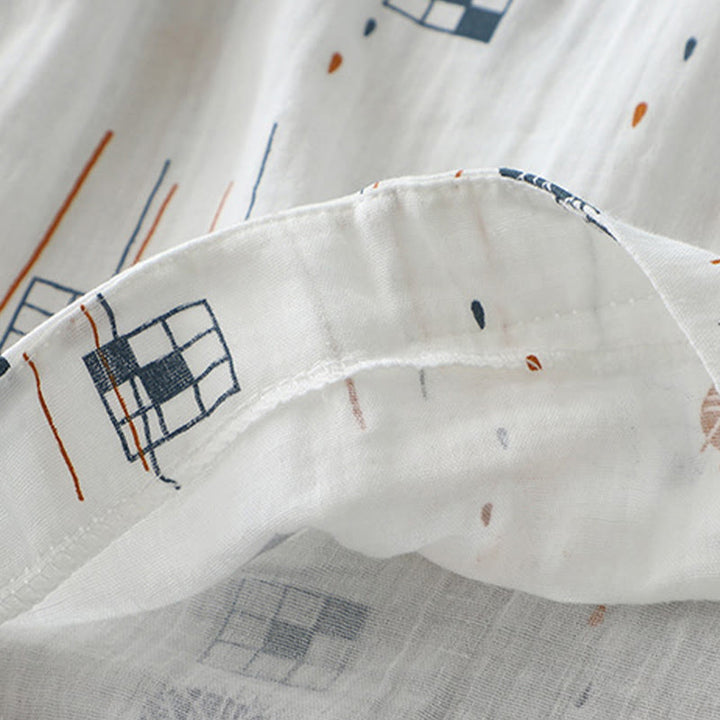 Buddha Stones プリントハーフボタンデザイン七分袖レディースコットンシャツ - image 9