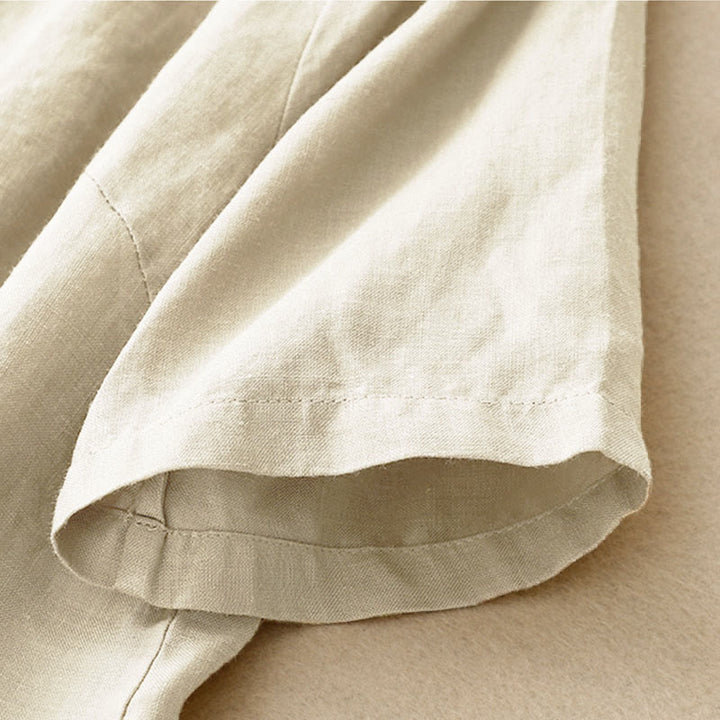 Buddha Stones 夏レディースコットン半袖スタンドカラーサイドスリットフロッグボタンデザインシャツ - image 1