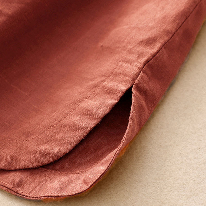 Buddha Stones 夏レディースコットン半袖スタンドカラーサイドスリットフロッグボタンデザインシャツ - image 11