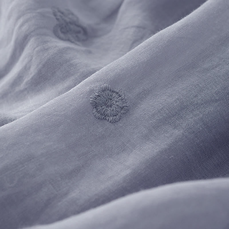 Buddha Stones 刺繍入り中空デザインAラインドローストリングハイウエストレディーススカート（ポケット付き） - image 4