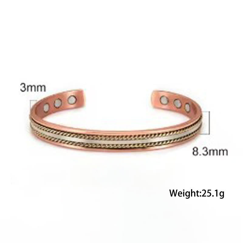 Buddha Stones レトロなツイストデザインの銅製オープンウェルスラッキーカフブレスレットバングルリング - image 8