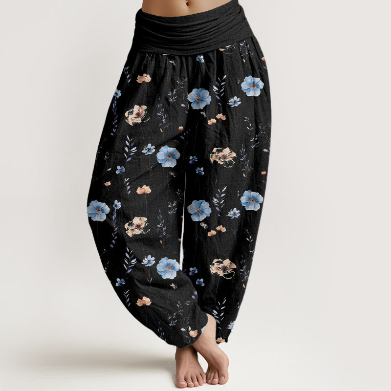 Buddha Stones コットン フレッシュ 洗練 花柄 レディース 伸縮性ウエスト ハーレムパンツ - 黒 - US16、 UK/AU20、 EU48 (3XL) - image 5