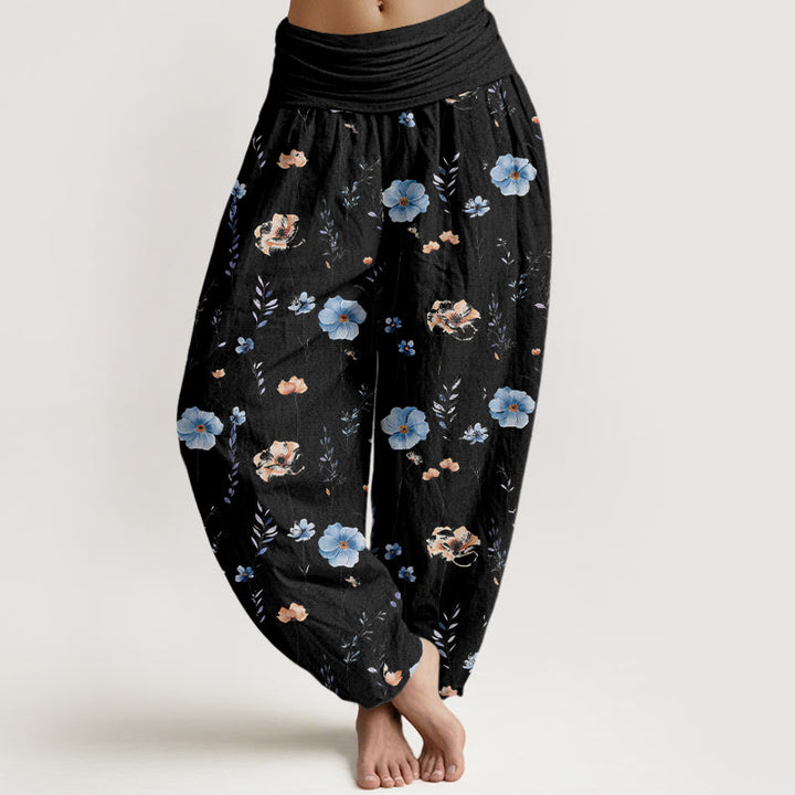 Buddha Stones コットン フレッシュ 洗練 花柄 レディース 伸縮性ウエスト ハーレムパンツ - 黒 - US16、 UK/AU20、 EU48 (3XL) - image 5