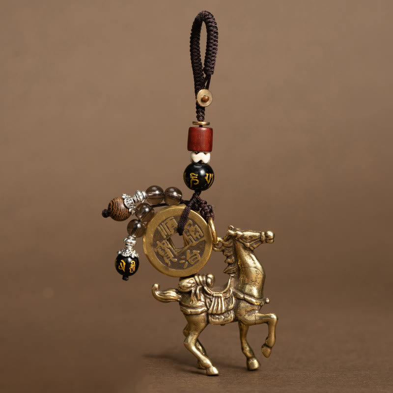 Buddha Stones 午年銅真鍮五帝コインオーム・マニ・パドメ・フム守護キーホルダー - オーム・マニ・パドメ・フムホース(サイズ: 43*50 mm) - image 10