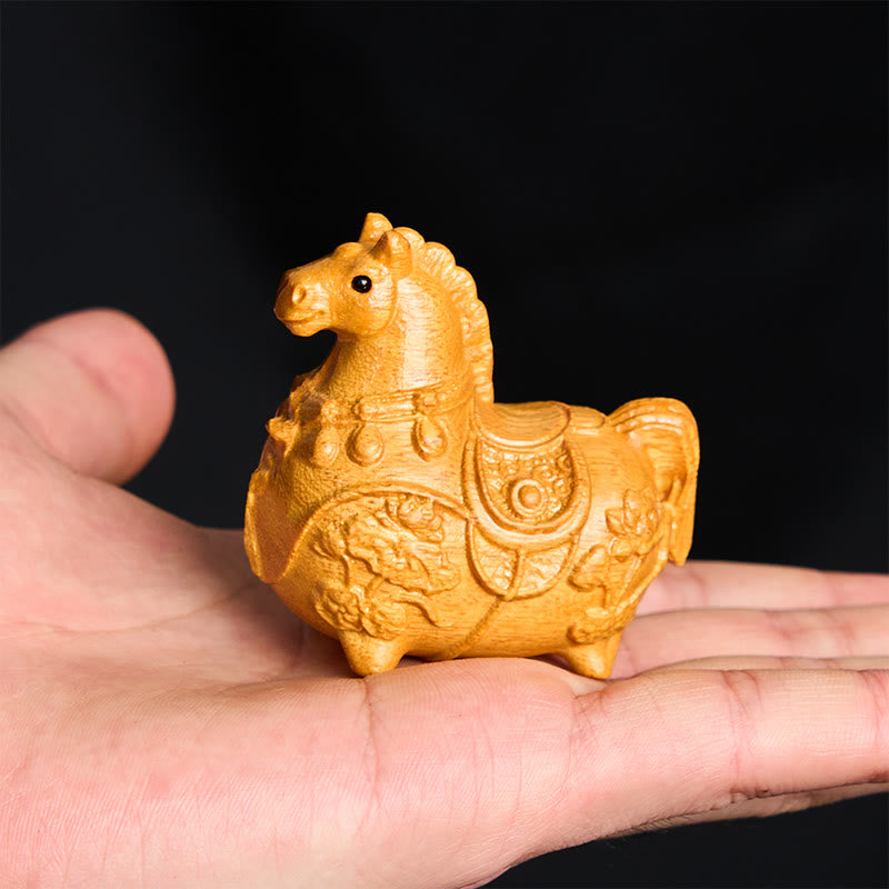 Buddha Stones ミニ 午年 蓮 黒檀 リンデンウッド 緑 白檀 飾り 5.5*5*3.2cm - image 3