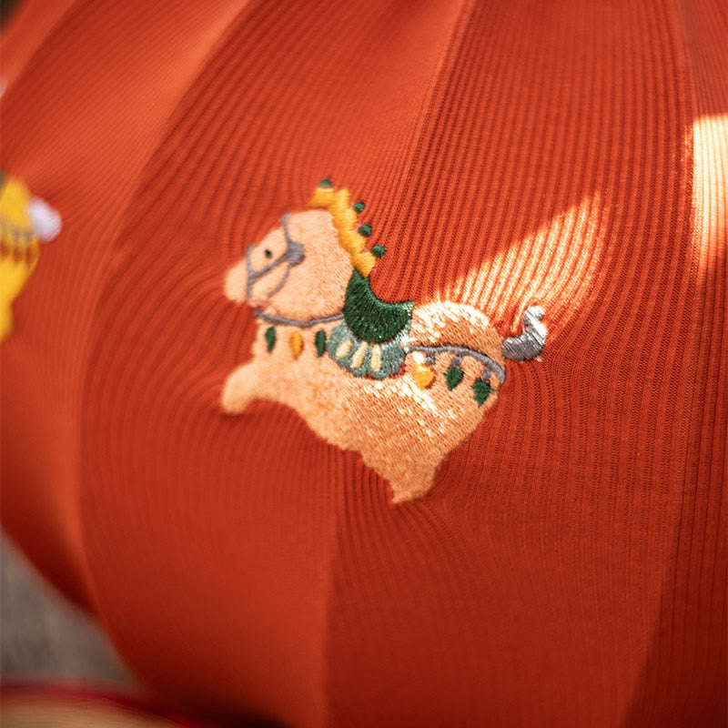 Buddha Stones 午年赤紐福文字 刺繍 力強い吊り飾り - image 2